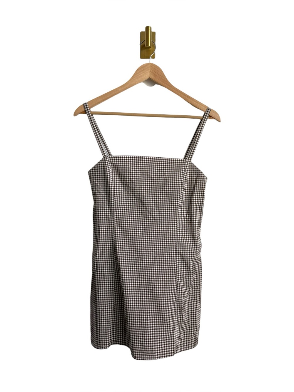 Abercrombie & Fitch Athletic Mini Dress Built In Shorts Gingham Brown Petite S